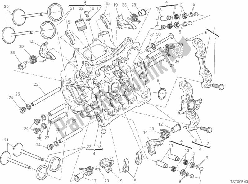 Todas as partes de Cabeça Horizontal do Ducati Superbike 1299S ABS 2015